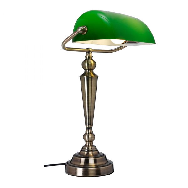 The Banker Bordlampe Antikk/Grønn 41cm