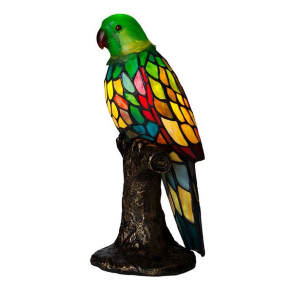 Papegoja Grønn Tiffany Bordlampe