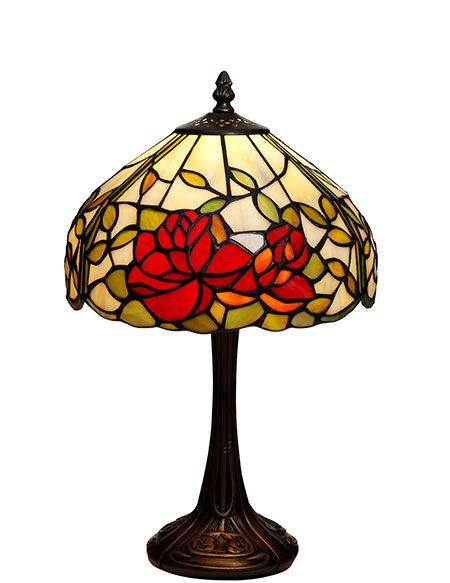 Rosor Tiffany 25cm Bordlampe