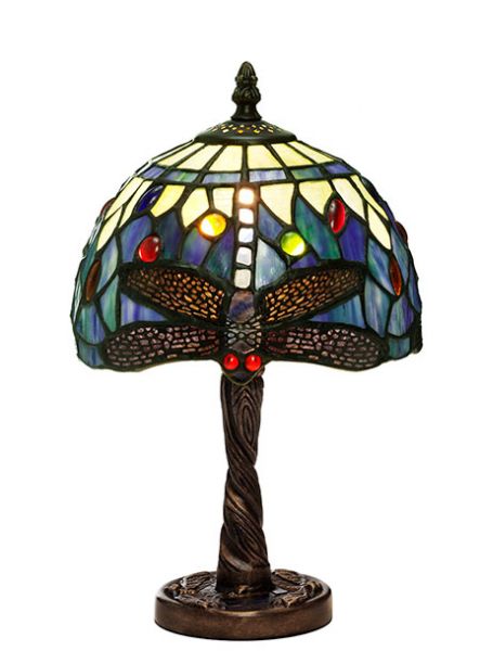 Trollslända Safirblå Tiffany 20cm Bordlampe