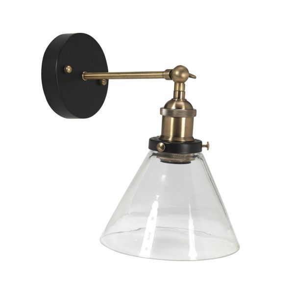 Lambda Vegglampe Svart/Messing 18cm