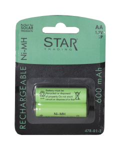 Laddbart Batteri AA 1,2V 600mAh NI-MH 2-pack från Star Trading