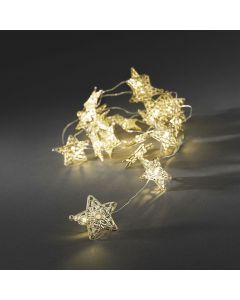 Ljusslinga 20 Guld Metallstjärnor Varmvita LED Batteri från Konstsmide